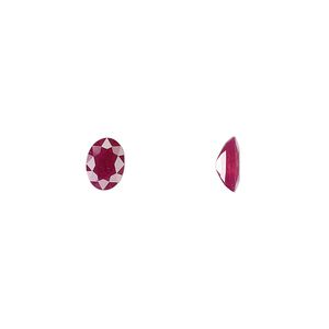 Ruby 1pkg1, hand-cut faceted oval gem 7x5mm