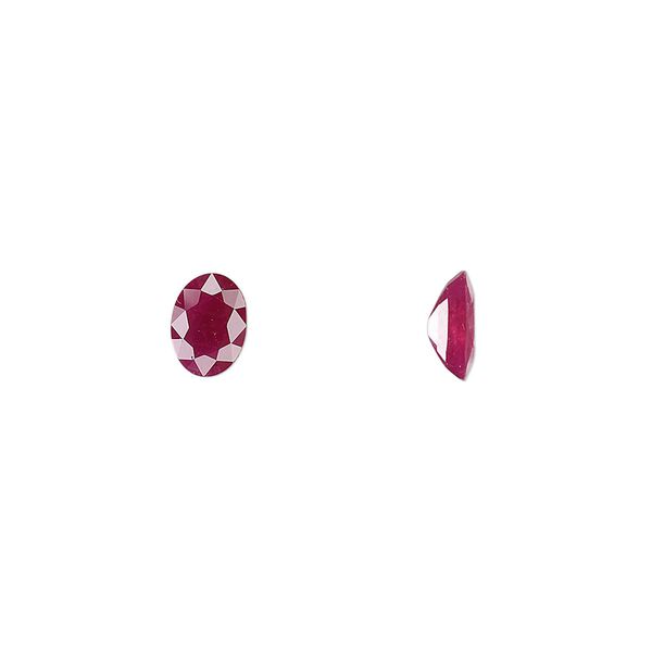 Ruby 1pkg1, hand-cut faceted oval gem 7x5mm image number 0