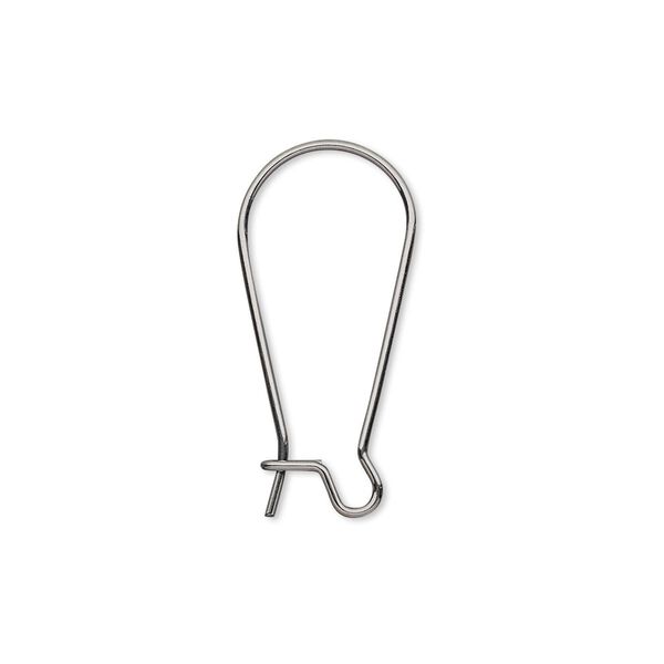 Ear wire, stainless steel, 25mm kidney with open loop and hole, 21 gauge. Sold per pkg of 50 pairs. image number 0