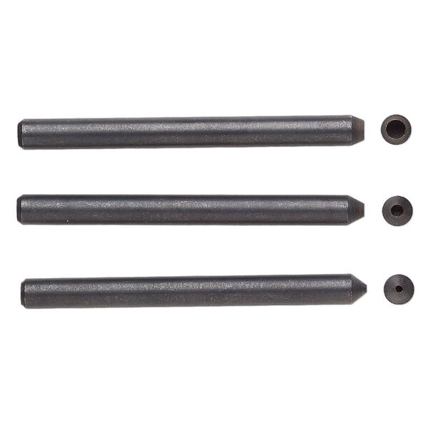 Stamp, black-plated tempered steel, 2-3/4 x 1/4 inches with 1.5 / 2.5 / 4mm round tips and 6mm shaft. Sold per 3-piece set. image number 0
