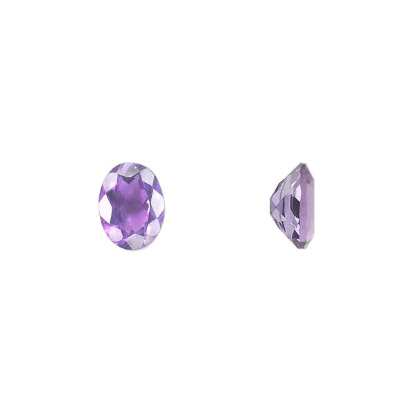 Gem, amethyst (natural), light to medium, 8x6mm faceted oval, A grade, Mohs hardness 7. Sold individually. image number 0