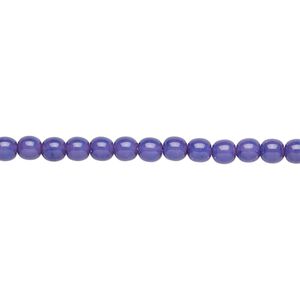 Bead, Czech dipped décor glass druk, opaque purple, 4mm round. Sold per 15-1/2" to 16" strand.