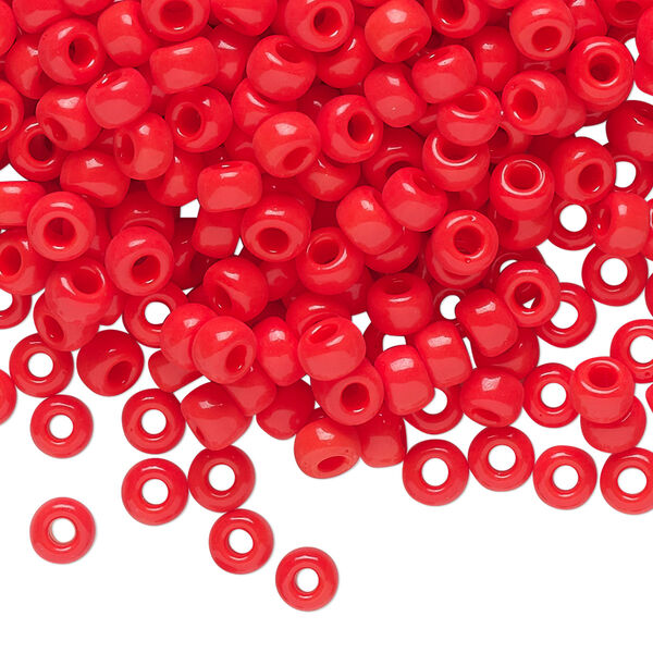Seed bead, Miyuki, glass, pkg/25g, #6 rocaille, opaque vermillion red, (RR-407). image number 0