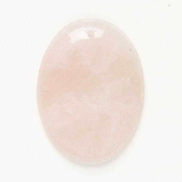Rose quartz 1pkg1, top-drilled domed oval focal natural, 40x30mm image number 0