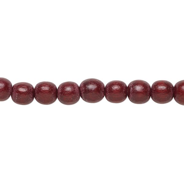 Bead, Taiwanese cheesewood (dyed / waxed), dark brown, 5-6mm round. Sold per pkg of (2) 15-1/2" to 16" strands. image number 0