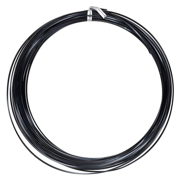 Wire, anodized aluminum, black, 1mm square, 18 gauge. Sold per pkg of 45 feet. image number 0