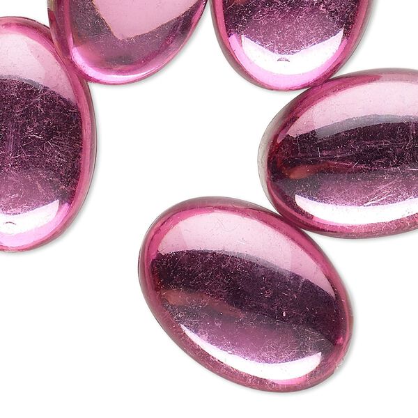 Cabochon, acrylic, transparent pink, 25x18mm non-calibrated oval. Sold per pkg of 6. image number 0