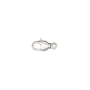 Clasp lobster claw 1pkg2 rhodium-plated, 9x5mm swivel, brass 1-strand
