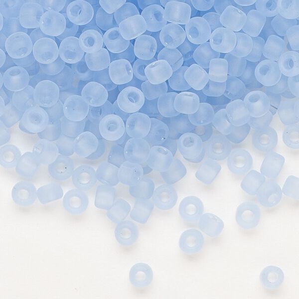 Seed bead, Dyna-Mites™, glass, transparent matte pale blue, #6 round. Sold per 1/2 kilogram pkg. image number 0