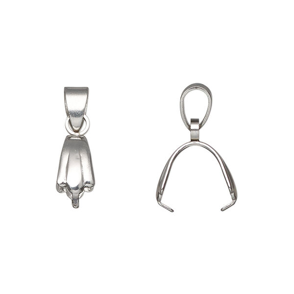 Bail, ice-pick, stainless steel, 19x5.5mm with 9mm grip length and soldered bail. Sold per pkg of 20. image number 0