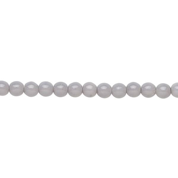 Bead, Czech dipped décor glass druk, opaque blue grey, 4mm round. Sold per 15-1/2" to 16" strand. image number 0