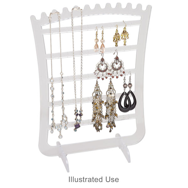 Display, earring and chain, acrylic, frosted clear, 11-3/4 x 8 x 3-1/2 inches. Sold per pkg of 3. image number 2