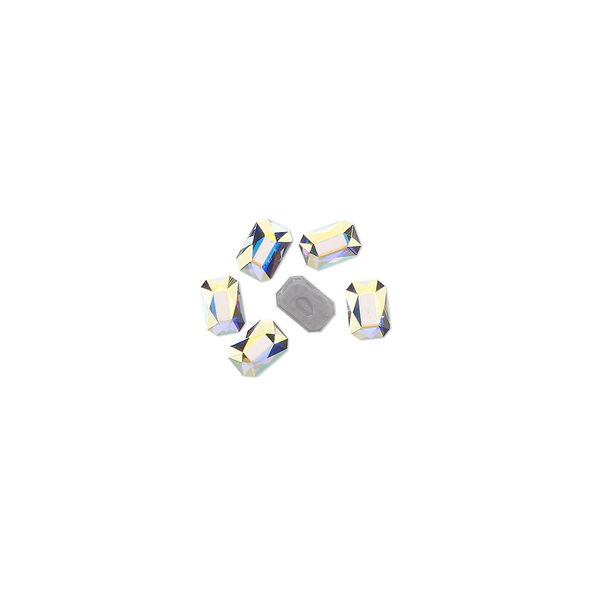 Flat back 6pk crystal AB foil back, Crystal Passions® hotfix 3.7x2.5mm emerald jewel 2602 image number 0