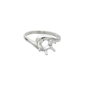 Ring, Sure-Set™, sterling silver, swirl band with 8mm 6-prong faceted round setting, size 7. Sold individually.