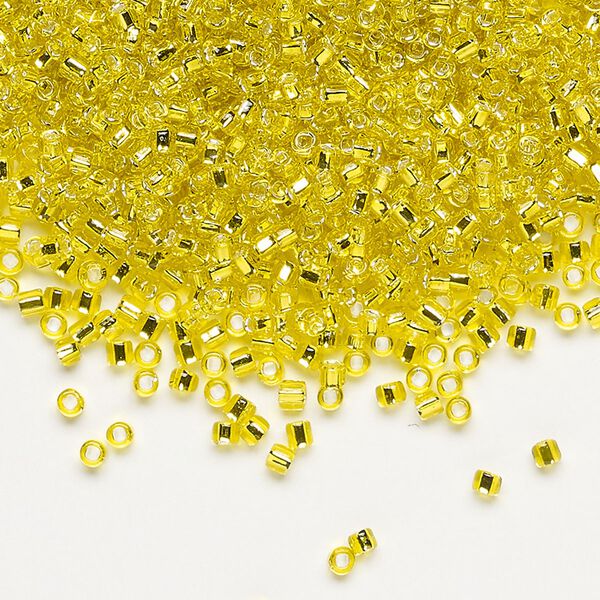 Seed bead, Dyna-Mites™, glass, pkg/1/2kg, #11 round, transparent silver-lined yellow, (65:SR 11/0 SR). image number 0