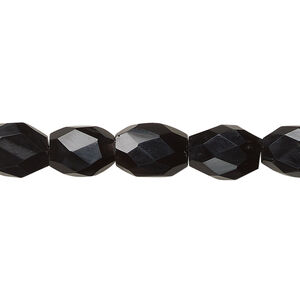 Black onyx 1pkg1, hand-cut faceted oval bead, 13 inch 9x7mm-11x8mm
