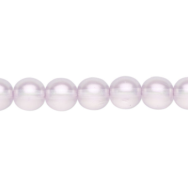 Bead, Czech pressed glass, pearlized plum, 8mm round. Sold per 15-1/2" to 16" strand, approximately 50 beads. image number 0