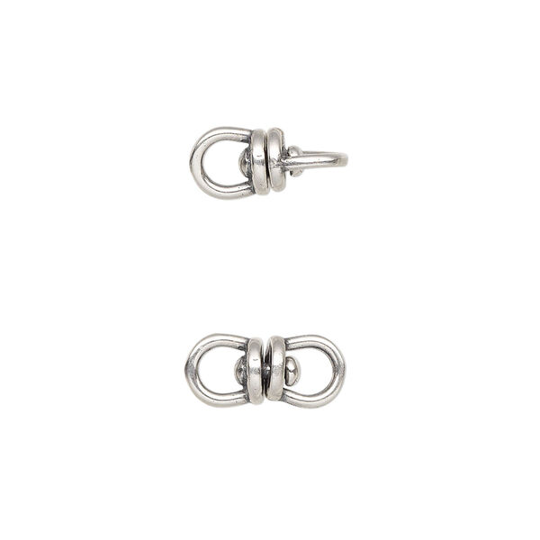 Link, JBB Findings, antique silver-plated brass, 13.5x6mm with center swivel. Sold per pkg of 2. image number 0