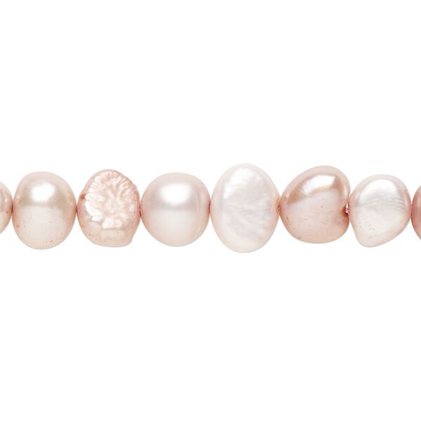 Freshwater pearl 1pkg1, flat-sided potato / flat-sided round, 15 inch light taupe 6-7mm cultured image number 0