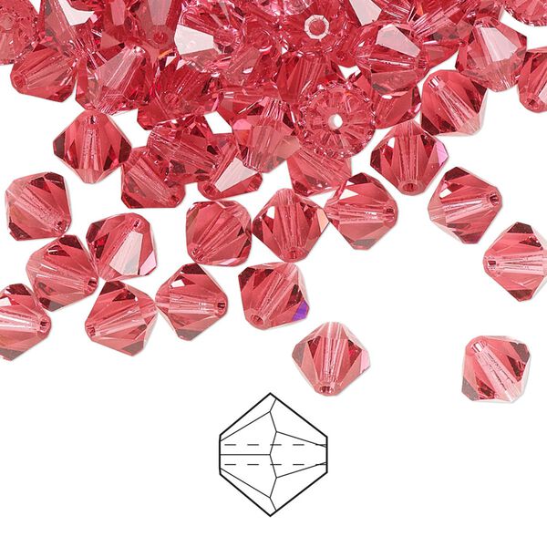 Bead 288pk Indian pink, Preciosa Czech crystal 6mm bicone image number 0