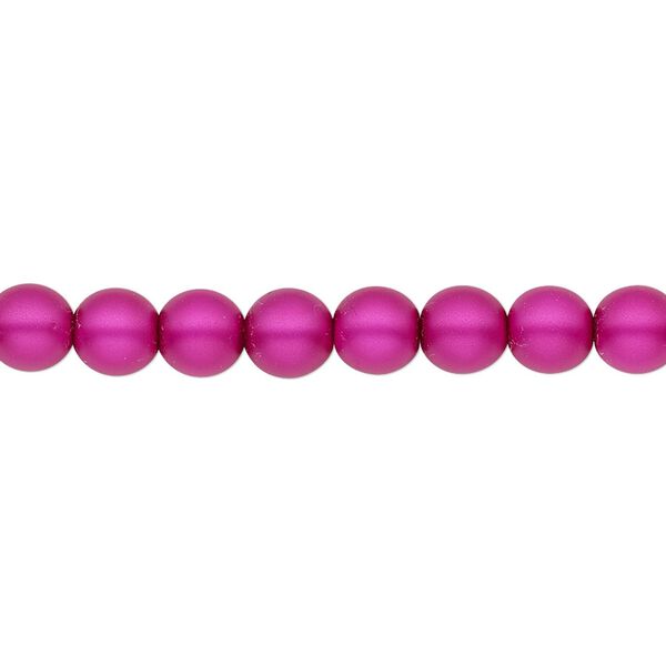 Bead, Czech pearl-coated glass druk, opaque matte magenta, 6mm round. Sold per 15-1/2" to 16" strand. image number 0