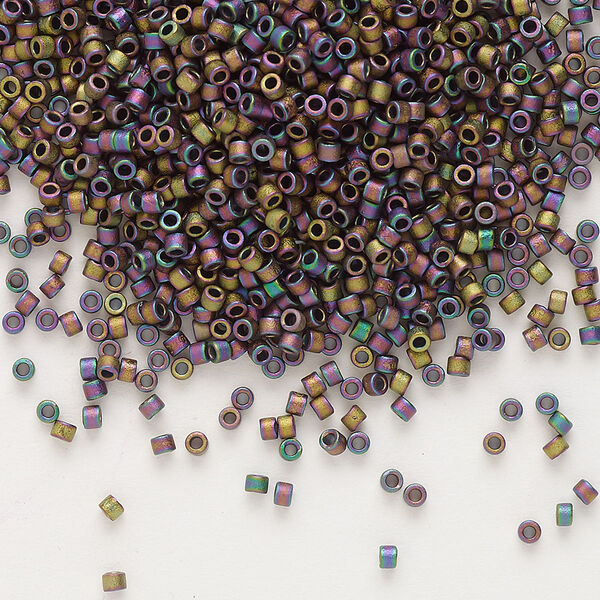 Seed bead, Delica®, glass, pkg/50g, #11 round, opaque matte metallic gold iris taupe (DB-1056). image number 0