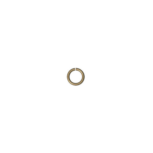 Jump ring, antique gold-plated brass, 5mm round, 3.6mm inside diameter, 22 gauge. Sold per pkg of 100. image number 0