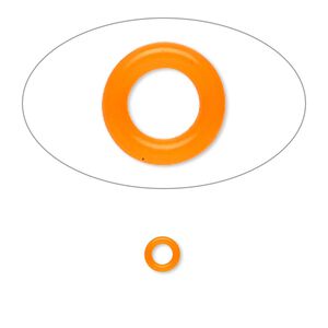 Component, Oh! Ring™, silicone, neon orange, 5mm round with 2.5mm hole. Sold per pkg of 500.
