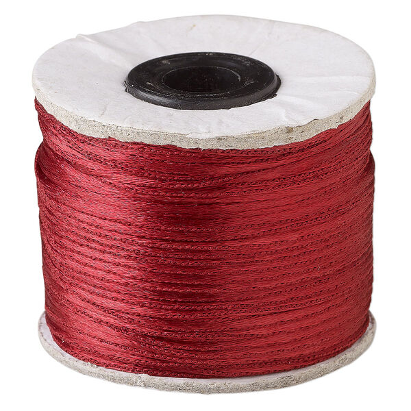 Cord, Satinique™, satin, maroon, 1mm. Sold per 200-foot spool. image number 0