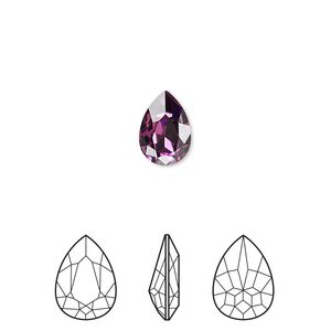 Fancy stone 144pk amethyst foil back, Swarovski® 10x7mm pear 4320
