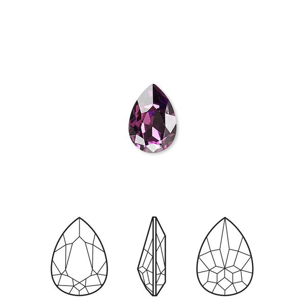 Fancy stone 144pk amethyst foil back, Swarovski® 10x7mm pear 4320 image number 0