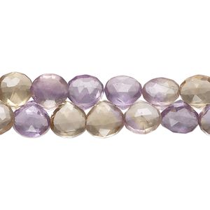 Amethyst / citrine 1pkg1, hand-cut top-drilled faceted puffed teardrop bead 8 inch 7-8mm