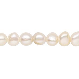 Pearl, cultured freshwater, peach, 5-6mm flat-sided potato, D grade, Mohs hardness 2-1/2 to 4. Sold per 15-inch strand.