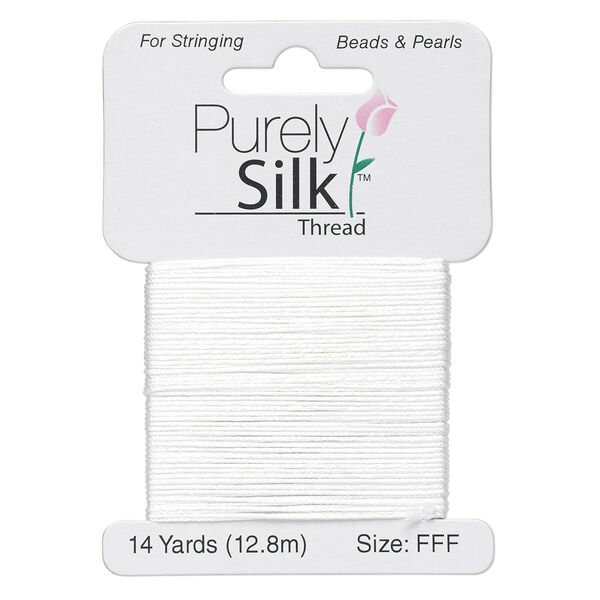 Thread, Purely Silk™, white, size FFF. Sold per 14-yard card. image number 0