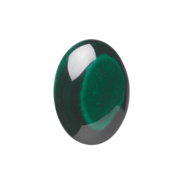 Cabochon, bull's eye malachite (natural), 25x18mm calibrated oval, B grade, Mohs hardness 3-1/2 to 4. Sold individually. image number 0