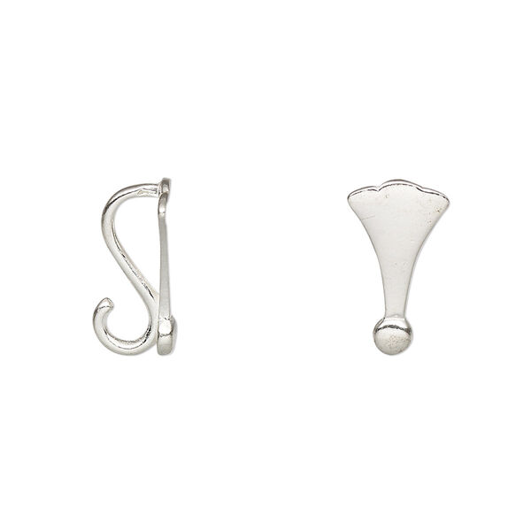 Bail, JBB Findings, pendant, sterling silver, 15x8mm fan with hidden loop. Sold per pkg of 2. image number 0