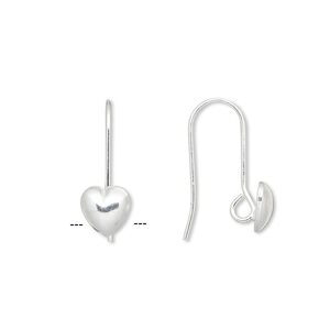 Ear wire fishhook 1pkg10 sterling silver-filled, 18.5mm / 7x6.5mm heart / hidden open loop, 20 gauge 5 pair