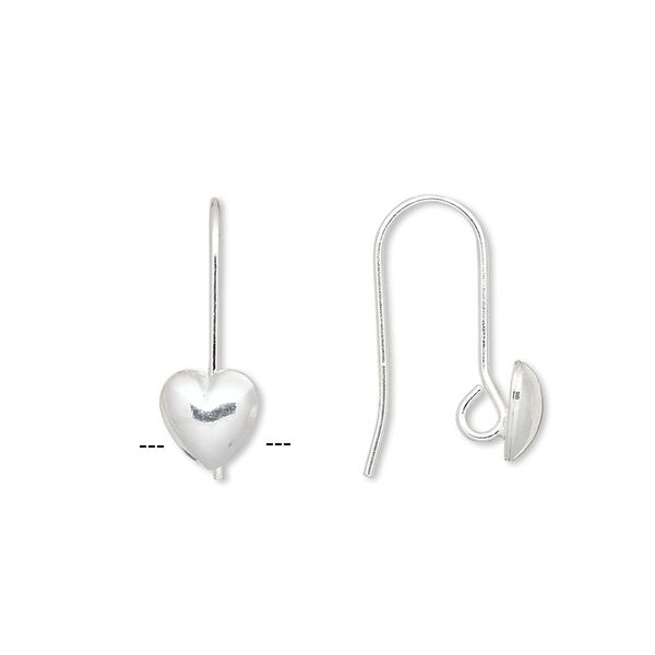 Ear wire fishhook 1pkg10 sterling silver-filled, 18.5mm / 7x6.5mm heart / hidden open loop, 20 gauge 5 pair image number 0