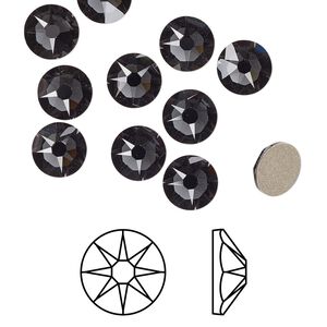 Flat back 144pk graphite foil back, Crystal Passions® 6.32-6.5mm rose round SS30 2088