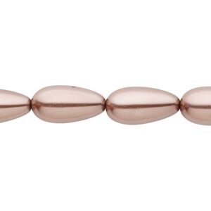 Bead, crystal pearl, brown, 15x7mm-18x8mm teardrop. Sold per 15-1/2" to 16" strand, approximately 20 beads.