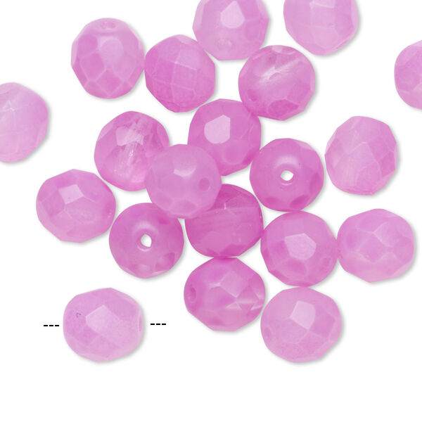 Bead, Czech fire-polished glass, dark rose, 8mm faceted round. Sold per pkg of 20. image number 0