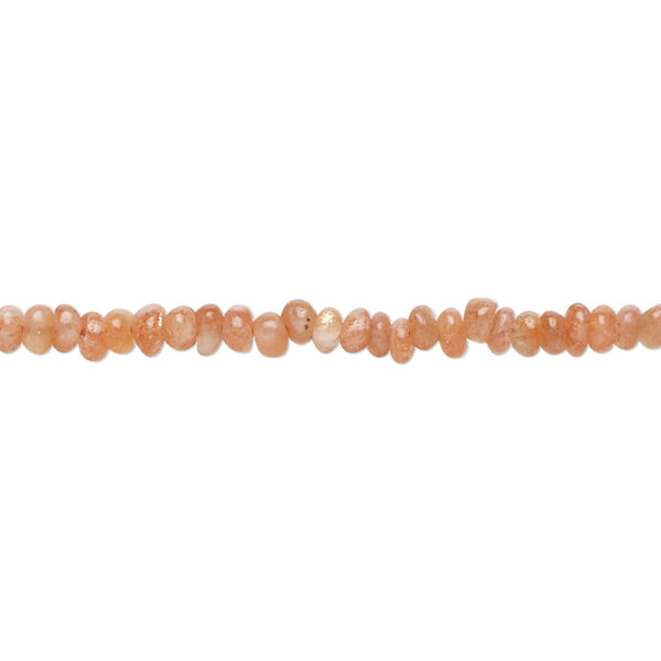 Bead, sunstone (natural), 3x1mm-3x2mm hand-cut rondelle with 0.4-1.4mm hole, B- grade, Mohs hardness 6 to 6-1/2. Sold per 13-inch strand, approximately 180 beads. image number 0