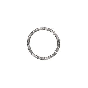 Jump ring, antiqued sterling silver, 14mm hammered round, 11.3mm inside diameter, 17 gauge. Sold per pkg of 2.