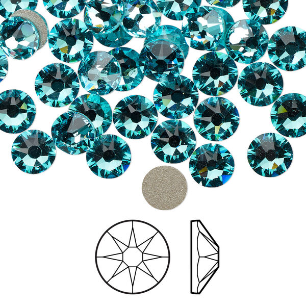 Flat back 144pk light turquoise foil back, Crystal Passions® 6.32-6.5mm rose round SS30 2088 image number 0
