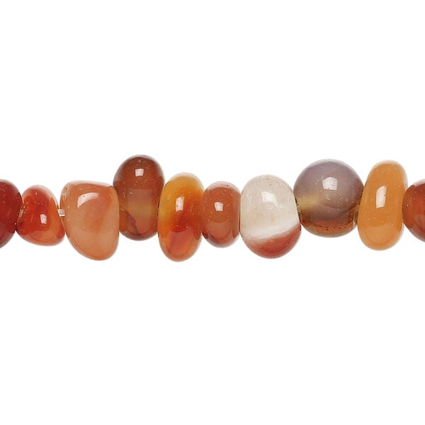 Red agate 1pkg1, pebble bead, 15 inch small / medium to dark image number 0