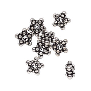 Bead 1pkg8 silver-plated, 9x5mm fancy star, copper antique