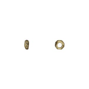 Bead, TierraCast®, antique brass-plated pewter (tin-based alloy), 4x2mm-5x2mm nugget rondelle. Sold per pkg of 20.