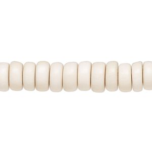 Bead 1pkg1, Taiwanese cheesewood (dyed / waxed), white, 8x4mm rondelle, 15-1/2 to 16 inches.