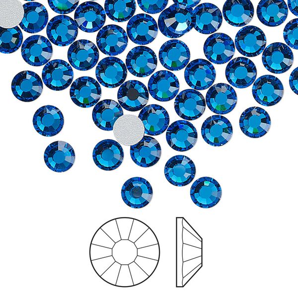 Flat back 144pk Capri blue foil back, Preciosa Viva 12® Czech crystal rhinestone 4.6-4.8mm chaton rose round SS20 image number 0