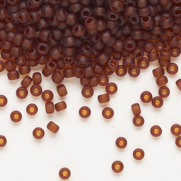 Seed bead, Miyuki, glass, pkg/50g, #8 rocaille, translucent matte dark topaz (RR-134F). image number 0
